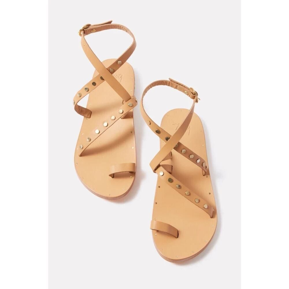 NWOB Anthropologie Beek Lorikeet Tan strappy studded leather sandals US 9 $225